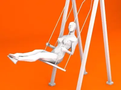 Swinging Woman Minimalist Low-poly 3D model
