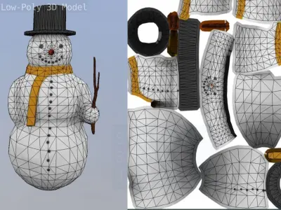 Snowman Low-Poly-Version Low-poly 3D model