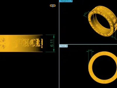 Chrome heart fuck you ring text imprint 3D print model