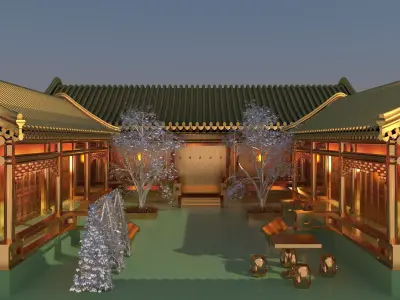 Chinese ancient courtyard house 3D model