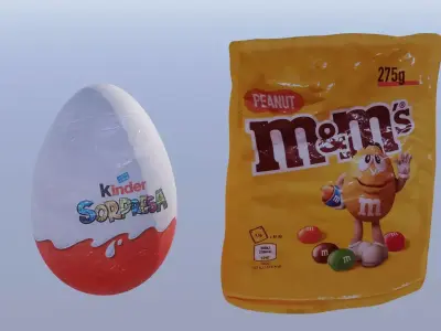 M and M s 3D model and Kinder Surprise 3d 3D Model Pack
