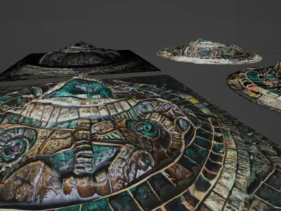 3D model and PBR textures of an ancient alien mosaic Low-poly 3D model