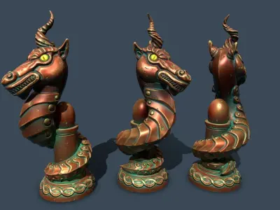 Fantasy statues 2 Low-poly 3D model