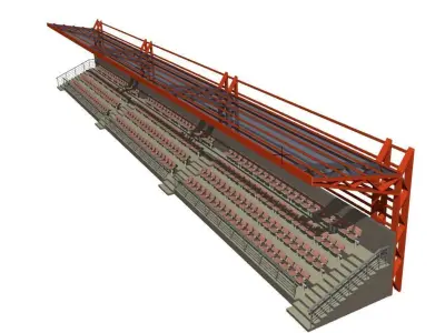 Tribune for football field long 3D model