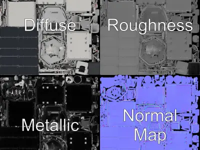 Satellite Model Pack with Detailed Panels and Equipment Low-poly 3D model