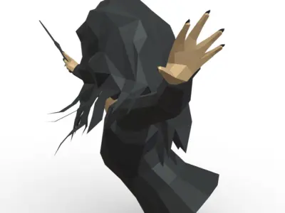 Bellatrix low poly harry potter with wand 3D print model