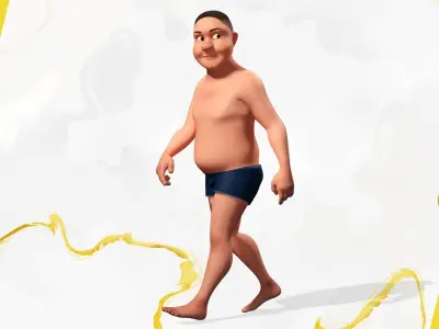 Man Model Fat boy stylized Male cartoon Low-poly 3D model