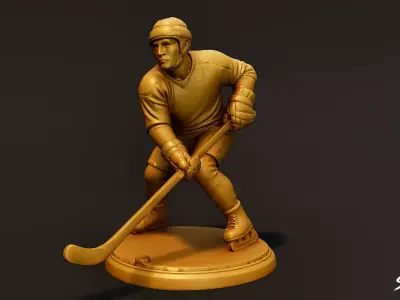 Golden Hockey Statue Low-poly 3D model