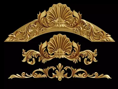 Carved Plaster Molding Decoration and Ornament pack01 3D model