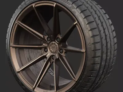 Rim WheelForce CF3-FF R Tire Michelin Pilot Sport 4 Low-poly 3D model