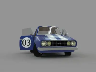 Cartoon Camaro Race Car Low-poly 3D model