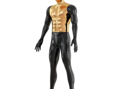 Abstract black mannequin with golden torso 132 3D model