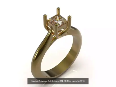 The Princess Cut Solitaire stl 3d printable ring Collection 3D Model Pack