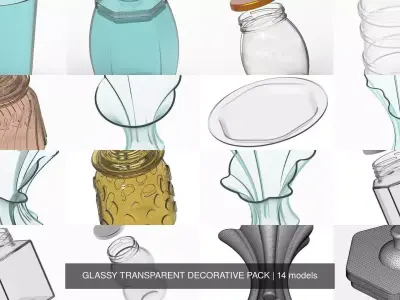 GLASSY TRANSPARENT DECORATIVE PACK 3D Model Collection