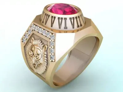 Tiger Rings - Mens rings - N2374 3D print model