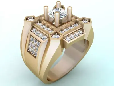 Diamond Rings - Mens Rings - N334 3D print model