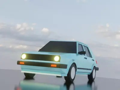 Volkswagen Golf II Low-poly style Low-poly 3D model
