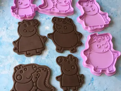  Peppa Pig and her family Cookie Cutter 3D print model  3D print model