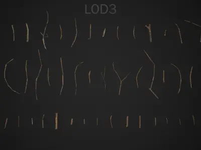 Oak And Tilia Twigs 4K Scanned Low-poly 3D model