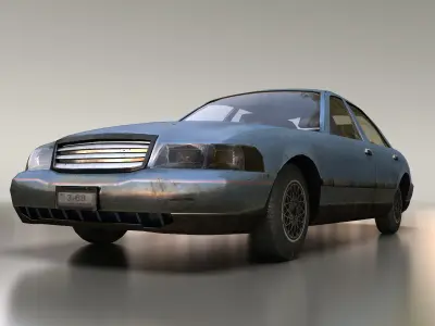 Textured Sedan Low-poly 3D model
