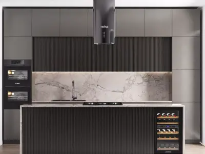 modern kitchen with island 009 3D model