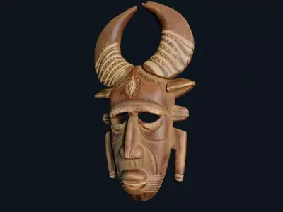 African Decor Mask 4 Low-poly 3D model