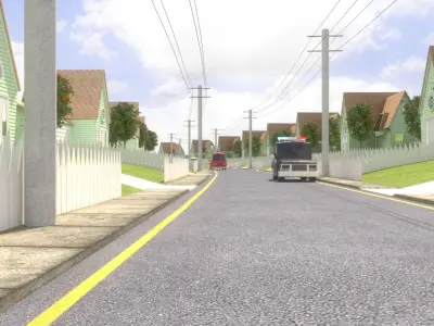 Neighborhood - Street - Cartoon Low-poly 3D model