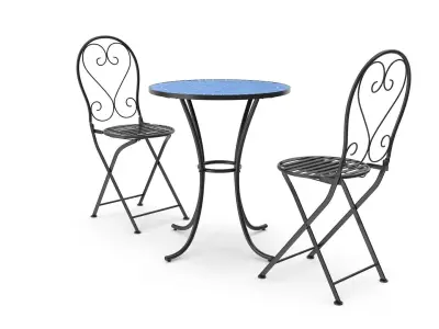 Mosaic Table And Chair Set Low-poly 3D model