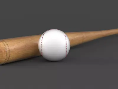 Baseball Bat and Ball 3D model