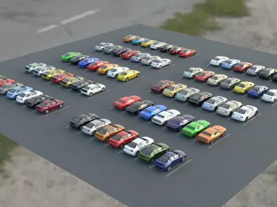 R3DP AMERICAN CARS LOW-POLY PBR COLLECTION - 70 Total Vehicles Low-poly 3D model