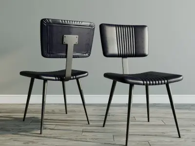 Table with leather chairs 3D model