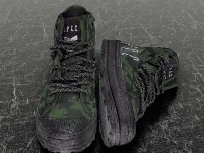 SSPC CAMOUFLAGE 3D SHOES - GREEN Low-poly 3D model