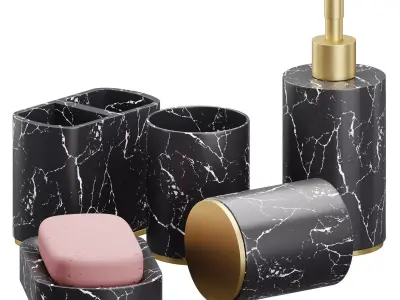5 Piece Bathroom Counter Top Accessory Set 3D model