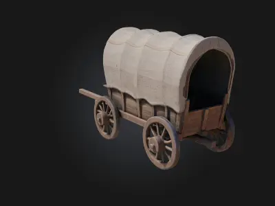Covered Wagon  Rustic Journey Through Time 3D model