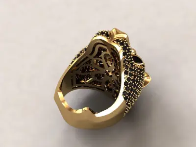Leopard Ring with Gemstone 3D print model