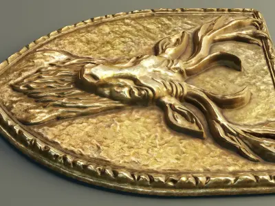 Deer Heraldic Emblem PBR Low-poly 3D model