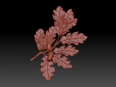 Oak branch 3D print model