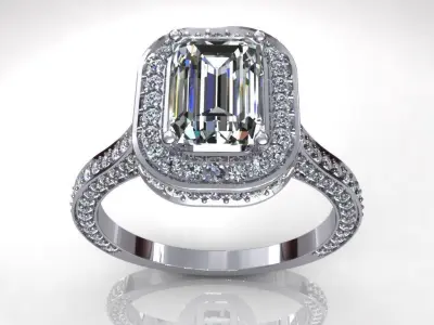 Round Edge Emerald Diamond Ring 3D print model