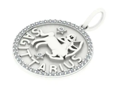 Sagittarius Zodiac Medallion Pendant  3D print model