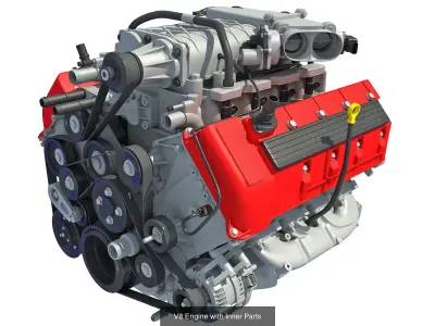 Sectioned and Full V8 Engine 3D Model Collection