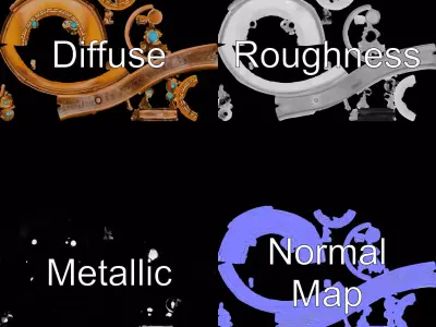 Antique Turquoise Pendant model pack Low-poly 3D model