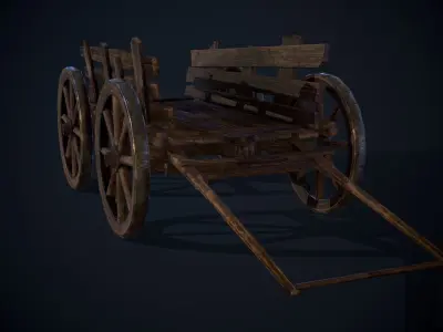 Medieval Cart Low-poly 3D model