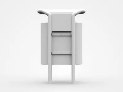 White Flat Oval Shape Trash Bin 3D model