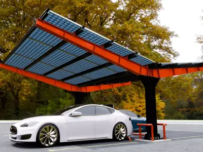 Y Type 2x2 Car Solar Carport 3D model