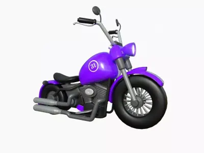 Motorcycle Cartoon A07 Purple - Custom Vehicle Design Low-poly 3D model