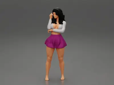 Beautiful woman in short mini skirt 3D print model