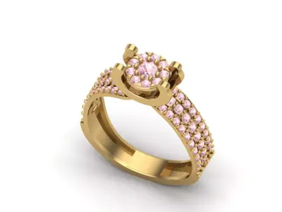 Womens Rings With Stone Ring Ready STL 3DM Models Rings women 3D print model