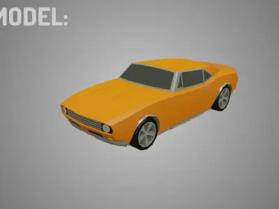 Low Poly Car Rig Template - Animation Low-poly 3D model