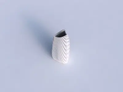 Vase curved tipping triangle 2 with wavy extruded lines 2 3D print model