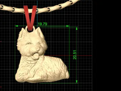 Cute Dog Pendant Silver Gold  Print 3D print model